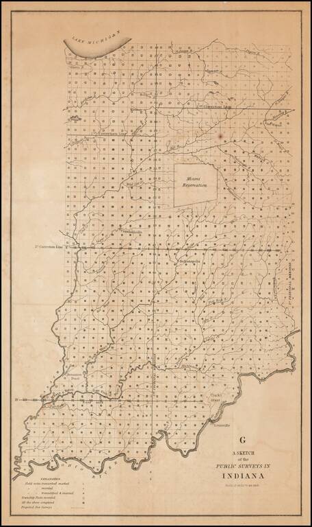 A Sketch of the Public Surveys In Indiana  Scale 18 miles to an inch.