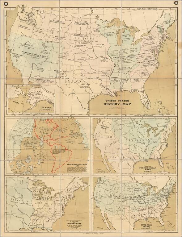 United States History-Map (5 historical maps, including Toscanelli's Map of 1474)