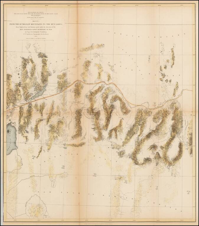 Map No. 5 From The Humboldt Mountains To The Mud Lakes; from Explorations and surveys made under the direction of the Hon. Jefferson Davis Secretary of War by Capt. E.G. Beckwith 3d. Artillery E.W. Egloffstein Topographer for the Route 1855.
