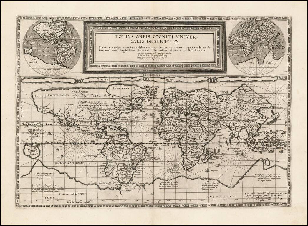 Totius Orbis Cogniti Universalis Descriptio . . . Ao. M.D.LXXXIX