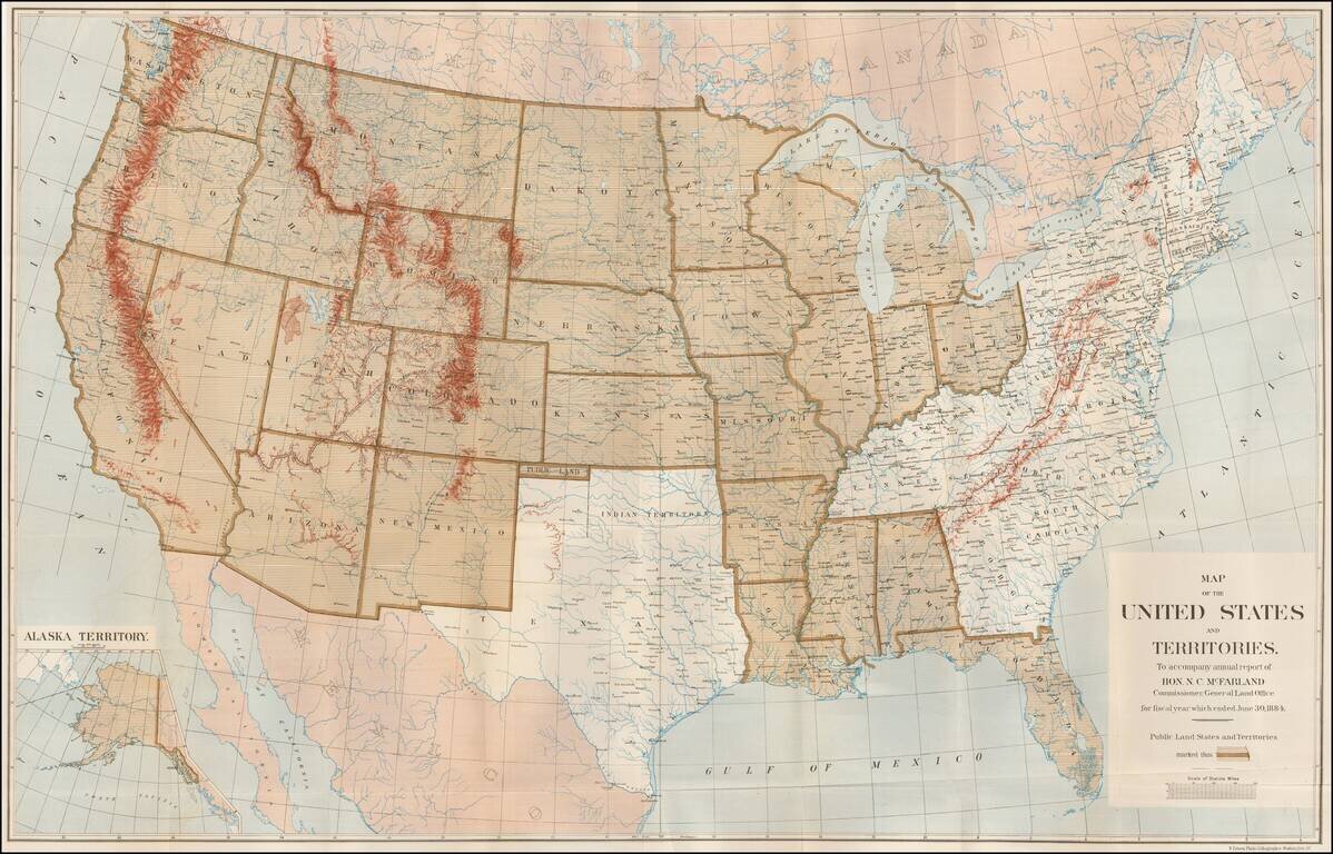 Map of the United States and Territories:  To accompany annual report of Hon. N. C. MacFarland, Commissioner, General Land Office for fiscal year which ended June 30, 1884.