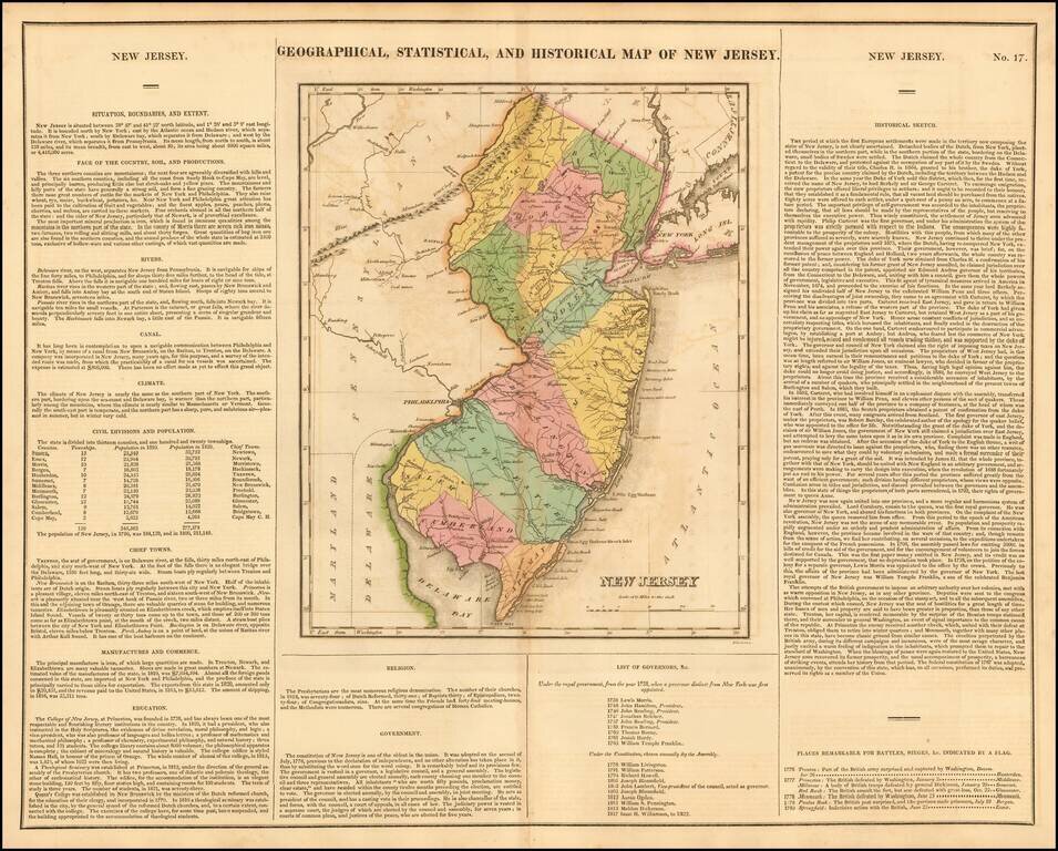 Geographical, Historical and Statistical Map of New Jersey