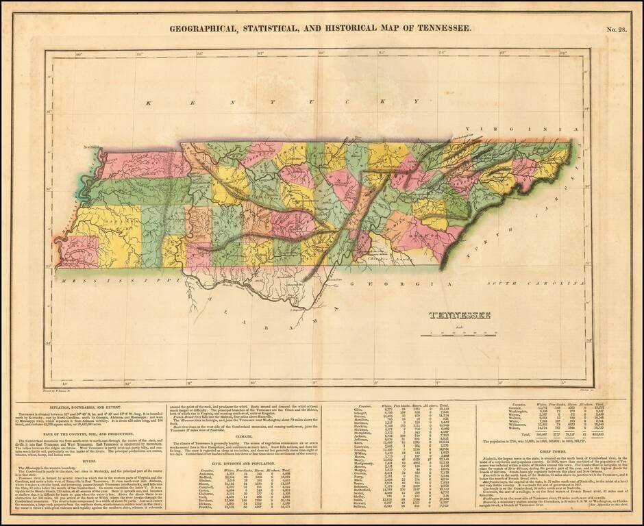 Geographical, Statistical and Historical Map of Tennessee