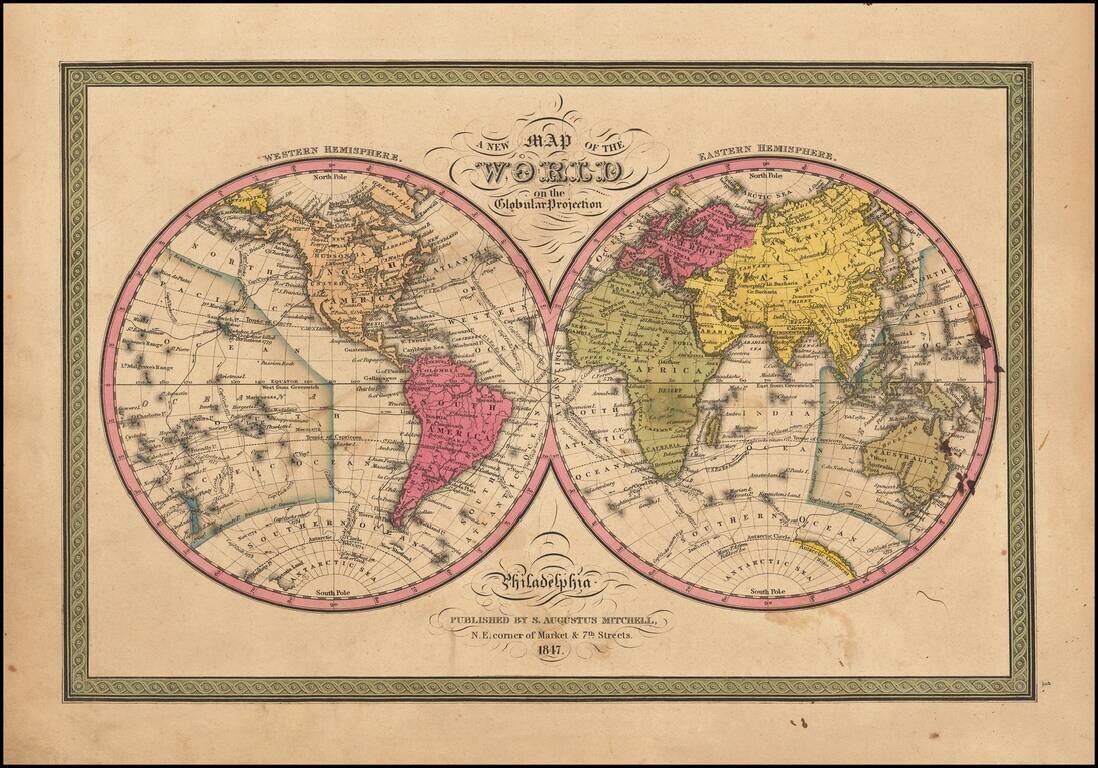 A New Map of the World on the Globular Projection … 1847