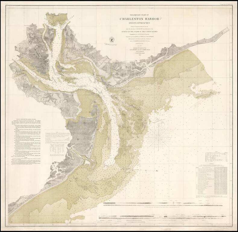 [Charleston]  Preliminary Chart of Charleston Harbor And Its Approaches From a Trigonometric Survey . . . Published in 1858 . . . 1864