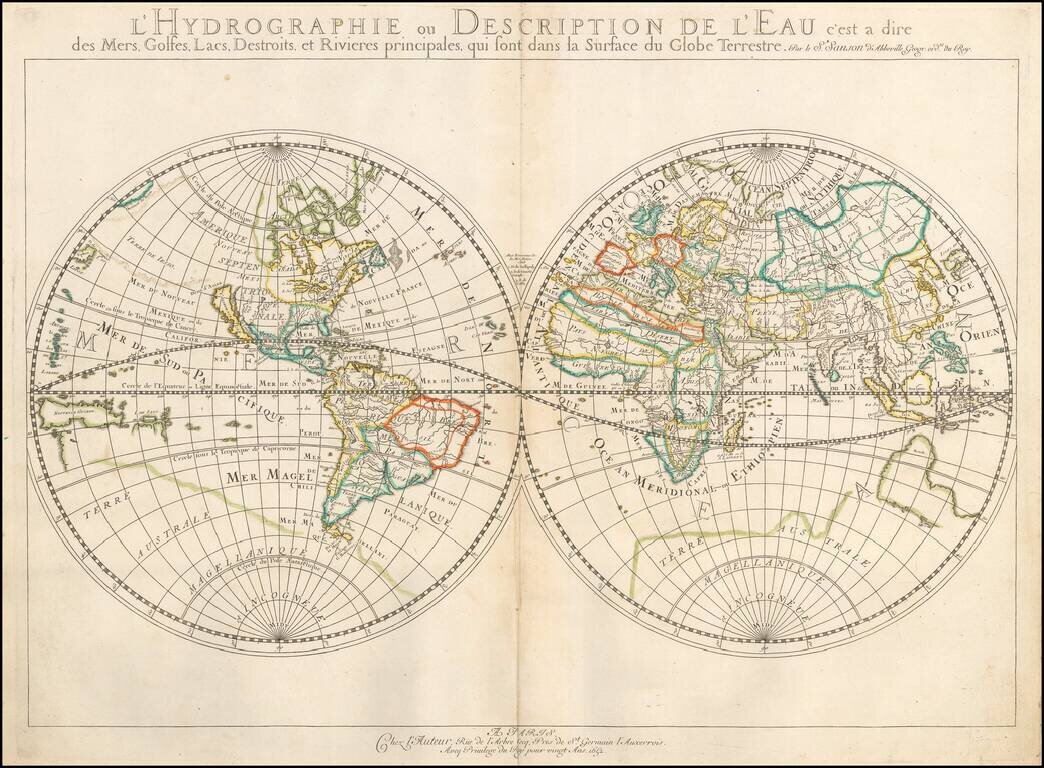 L'Hydrographie ou Descriprion de L'Eau c'est a dire des Mers, Golfes, Lacs, Destroits, et Rivieres principales, qui font dans la Surface du Globe Terrestre