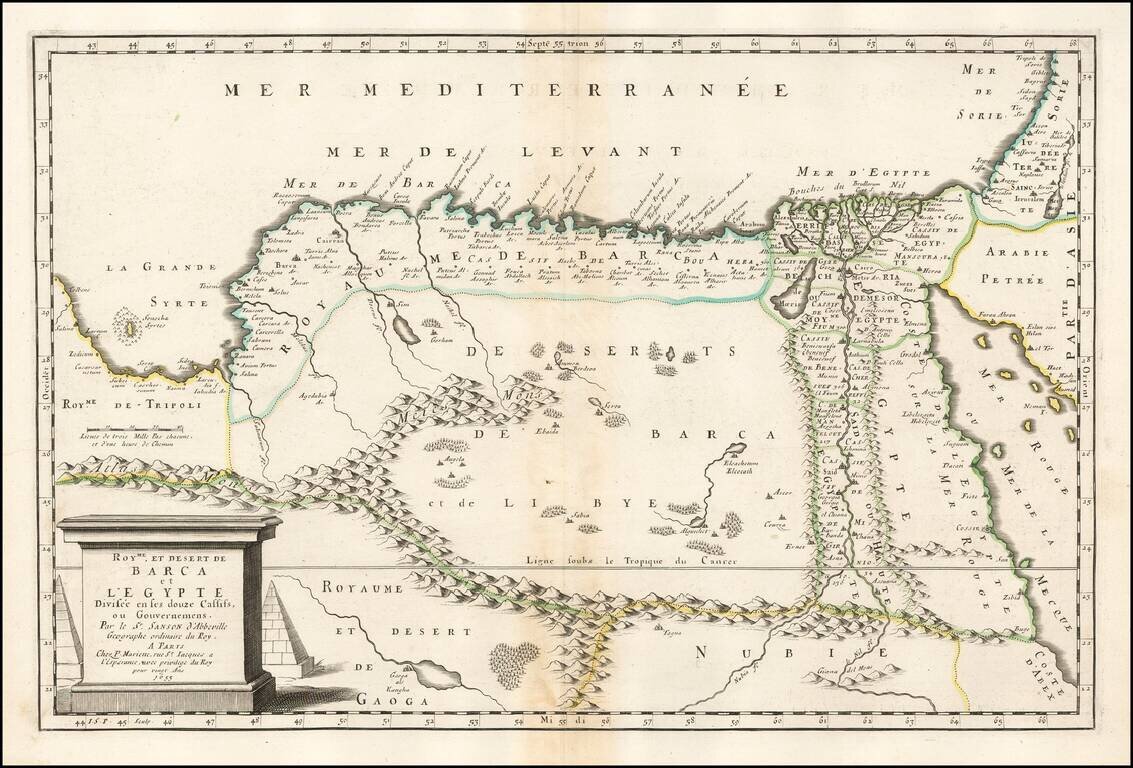 Royme. et Desert de Barca et L'Egypte Divisee en ses douze Cassiss. . . 1655