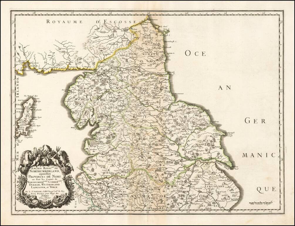 Ancien Royaume de Northumberland aujourdhuy Provinces de Nort ou sont les Comtes de Northumberland, Cumberland, Durham, Westmorland Lancaster, et Yorck.