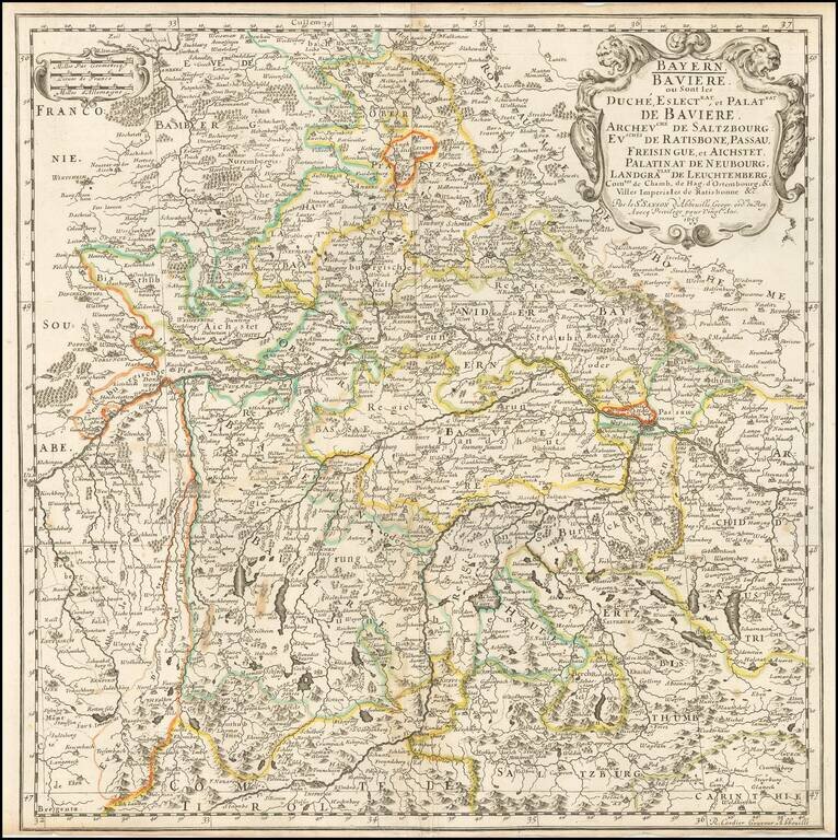 Bavaria, Baviere ou Sont les Duch&eacute;, Eslectrat, et Palatnat de Baviere... 1655