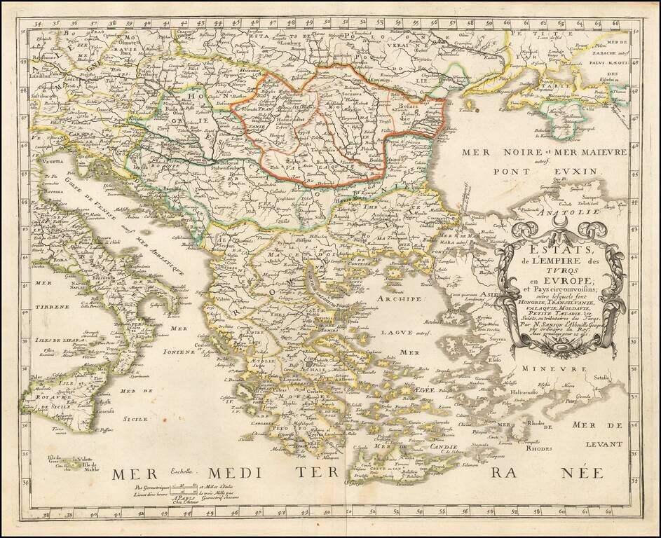 Estats, de l'Empire des Turqs en Europe, et Pays cicomvoisins ; outre lesquels sont Hongrie, Transilvanie, Valaquie, Moldavie, Petite Tartarie... 1655