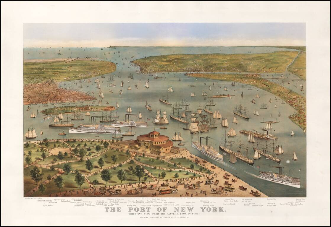 The Port of New York Birds Eye View From The Battery Looking South.