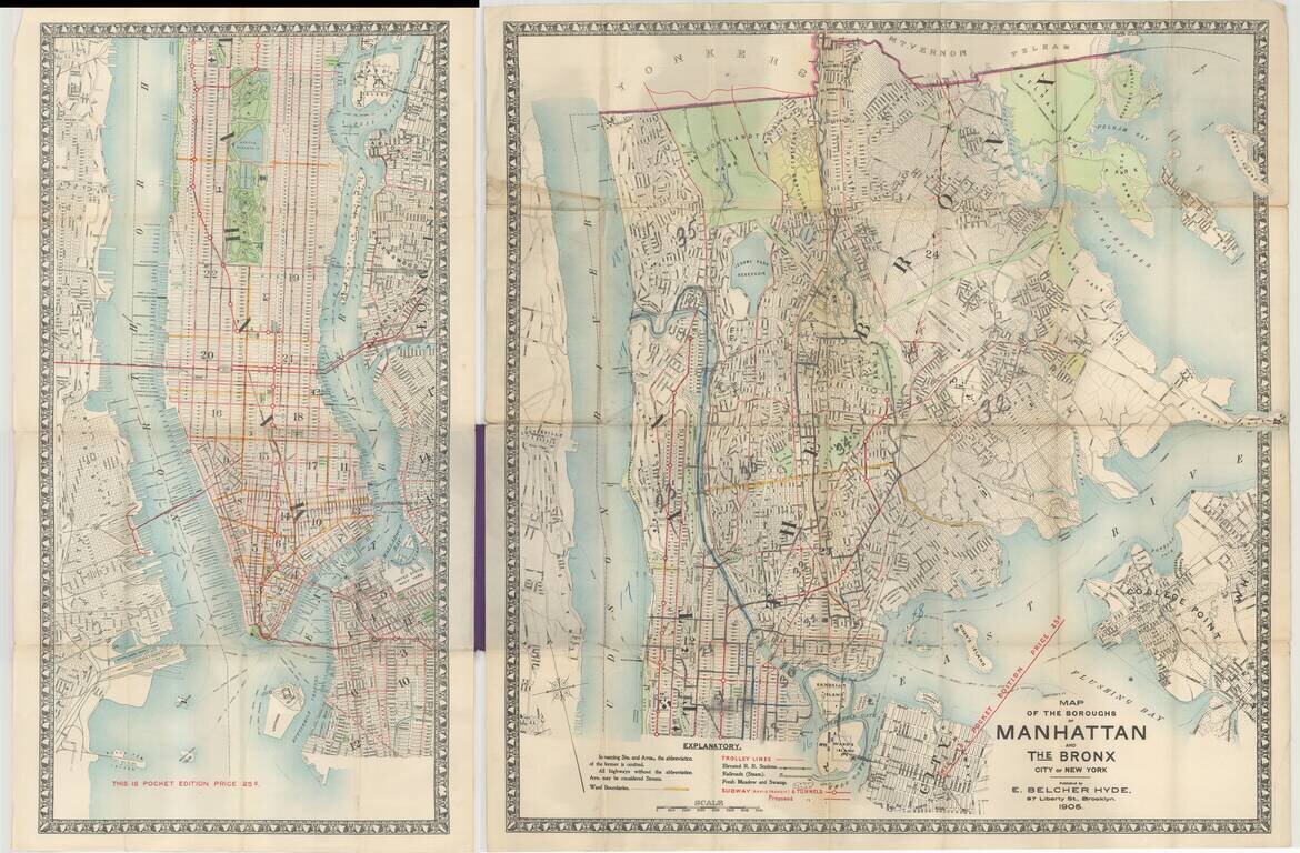 Map of the Boroughs of Manhattan and The Bronx City of New York . . . 1905