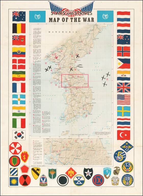 (Korea)  Stars & Stripes Map of The War