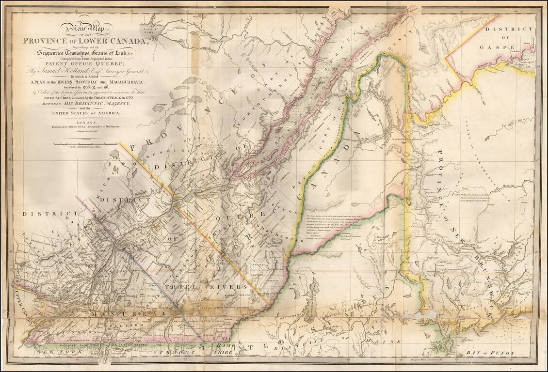A New Map of the Province of Lower Canada, Describing all the Seigneuries, Townships, Grants of Land...by Order of the Commissioners . . . 1838