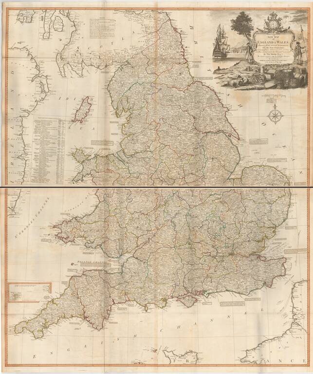 A New Map of England & Wales Drawn from several Surveys &c.  On the New Projection;  Corrected from Astronomical Observations & the Places marked whre teh Observatns. were made By Thos. Kitchin Geogr.  The Canals inserted to 1792 by J. Phillips, Surveyor 