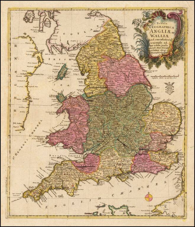 Tabula geographica Angliae et Walliae ad emendatiora exempla . . .