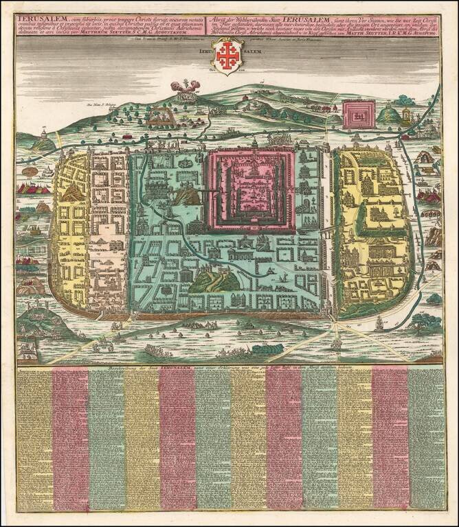 Ierusalem, cum suburbiis, prout tempore Christi floruit, accurate notatis omnibus insignibus et praecipue us locis, in quibus Passus est et quae etiam num devota religone a Christianis coluntur, juxta designationem Christiani Adrichomii delineata . . .