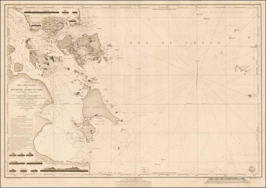 Carte Des Detroits de Singapore, Durian et Rhio et des parages environnants;  Dressee d'aprees les cartes d'Horsburgh et celle de l'Amirante Anglaise en 1840 et d'apres la carte Hollandaise du Detroit du Rhio  . . . par M. M. Dittlof Tjarssens, Bloijs, Va