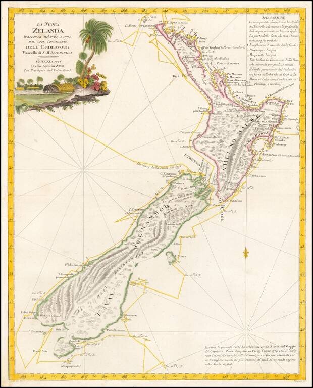 La Nuova Zelanda trascorsa nel 1769 e 1770 d'al Cook Comandante dell' Endeavour Vascello di S. M. Britannica . . . 1778