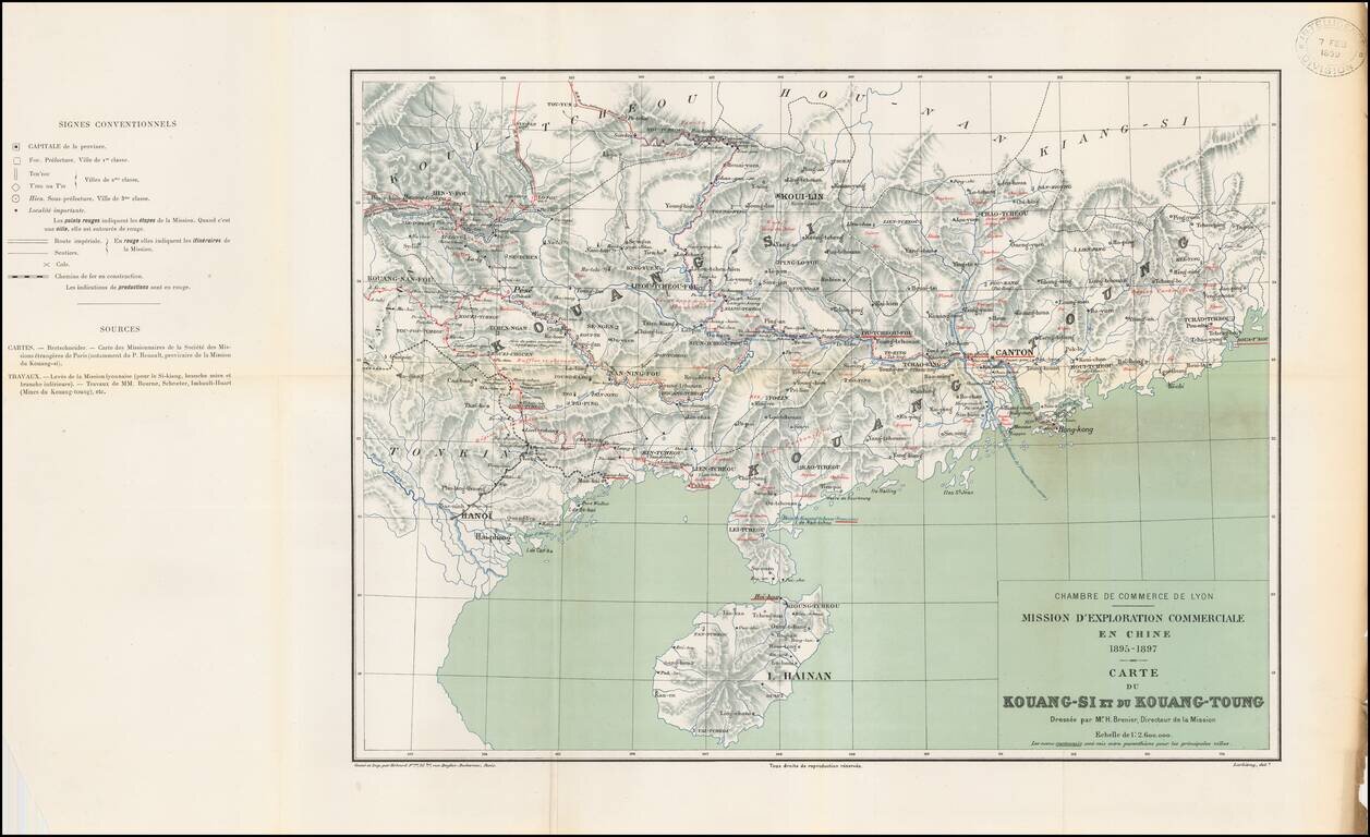 Mission D'Exploration Commerciale en Chine 1895-97 -- Carte du Kouang-Si et Kouang Toung . . .