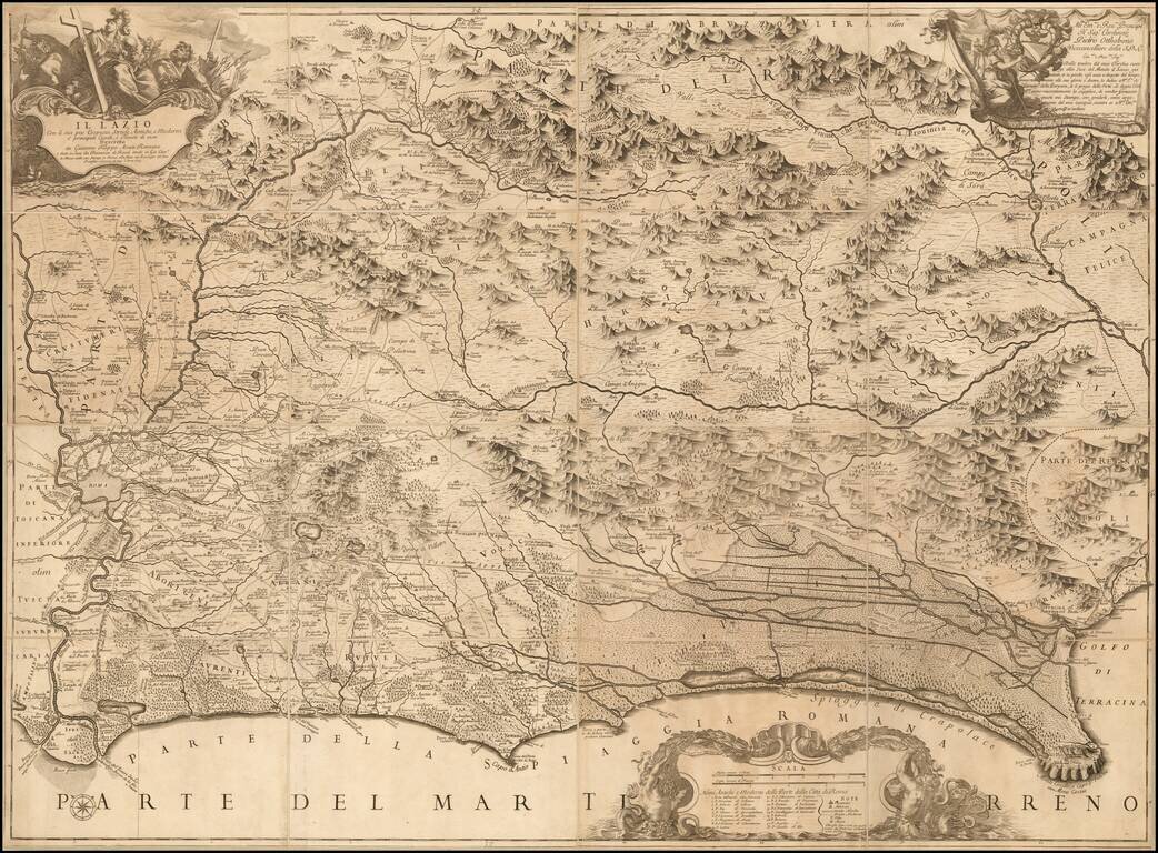 Il Lazio Con le sue piu Cospicue Strade Antiche, e Moderne e principali Casali, e Teunte di esso Descriptio da Giacomo Filippoi Ameti Romano . . . 1693