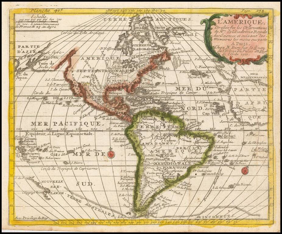 L'Amerique, Dressee sur les Observations . . . 1710