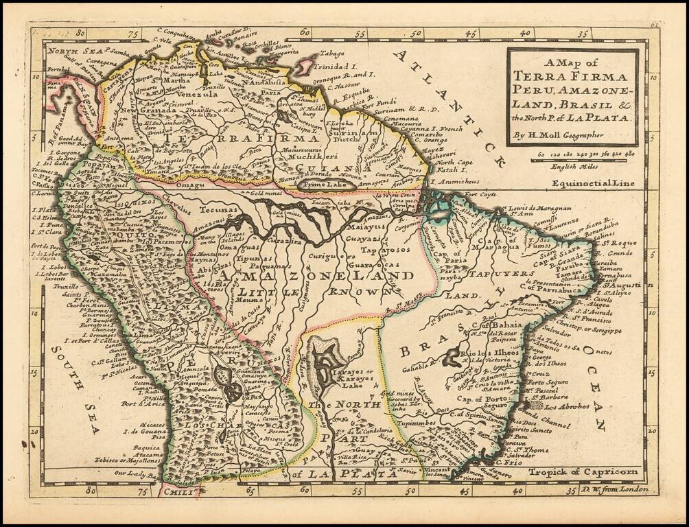 A Map of Terra Firma Peru, Amazone-Land, Brasil & the North P. of La Plata