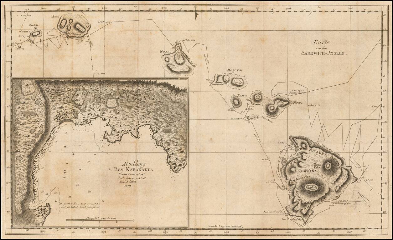Karte von den Sandwich-Inseln