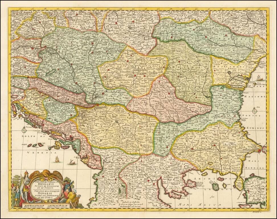Theater Des Oorlogs in Hongarye Tussen De Keyserlyke en de Turken |  Theatre de la Guerre en Hongrie entre les Imperiaux & Les Turcs.