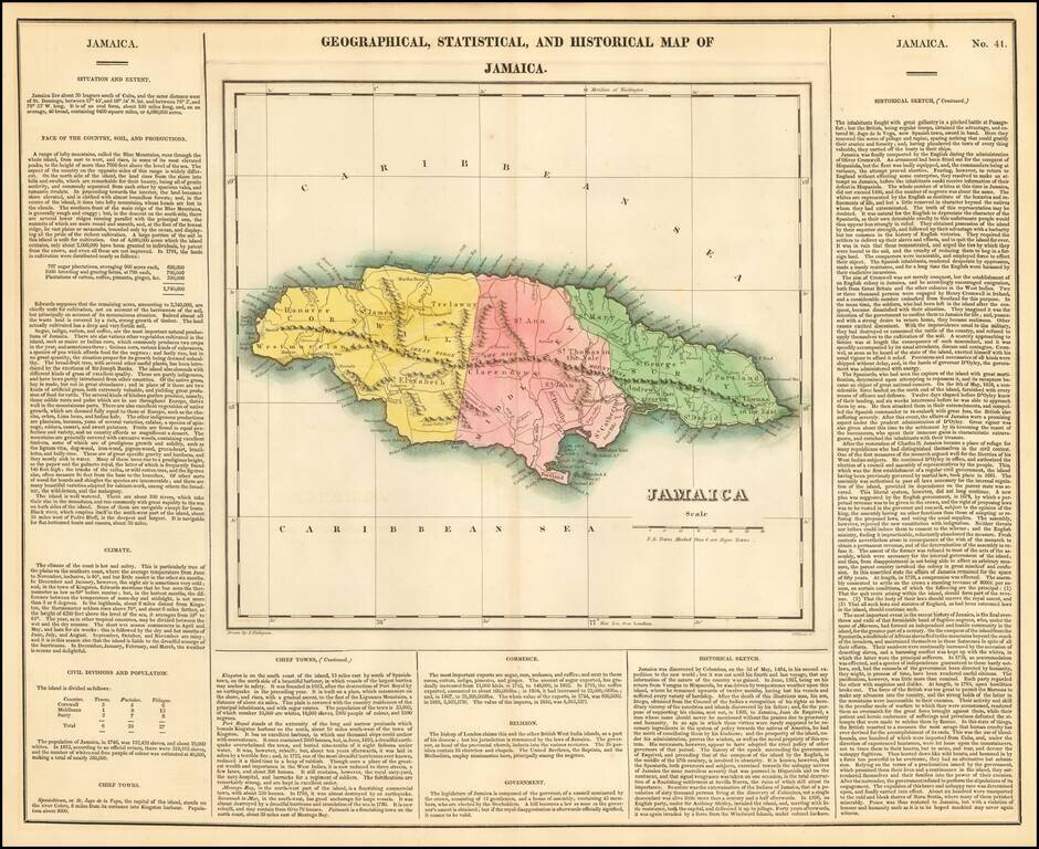 Geographical, Statistical and Historical Map of Jamaica
