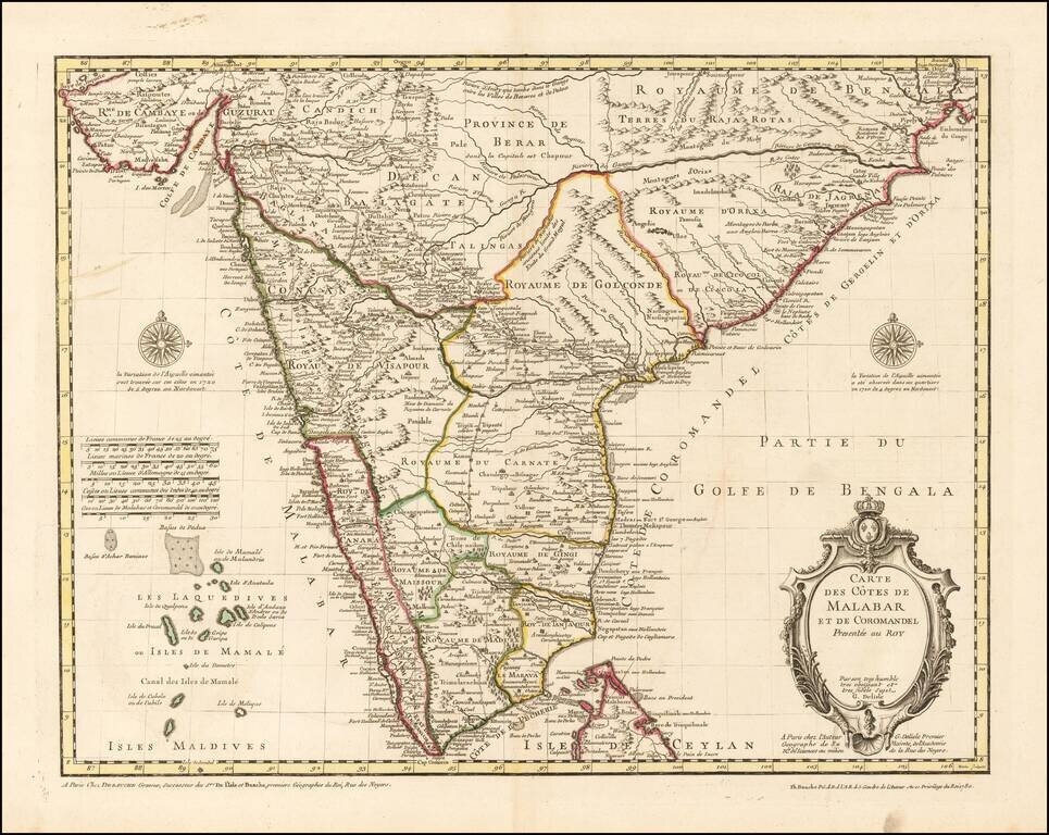 Carte des Cotes de Malabar et de Coromandel. . . 1780