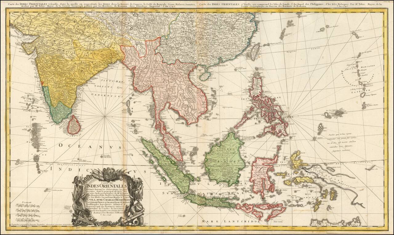 Carte Des Indes Orientales dessinee suivant les Observations les plus recentes dont le principal est tiree des Cartes hydrographiques de Mr. D'Apres de Mannevillette . . .1748