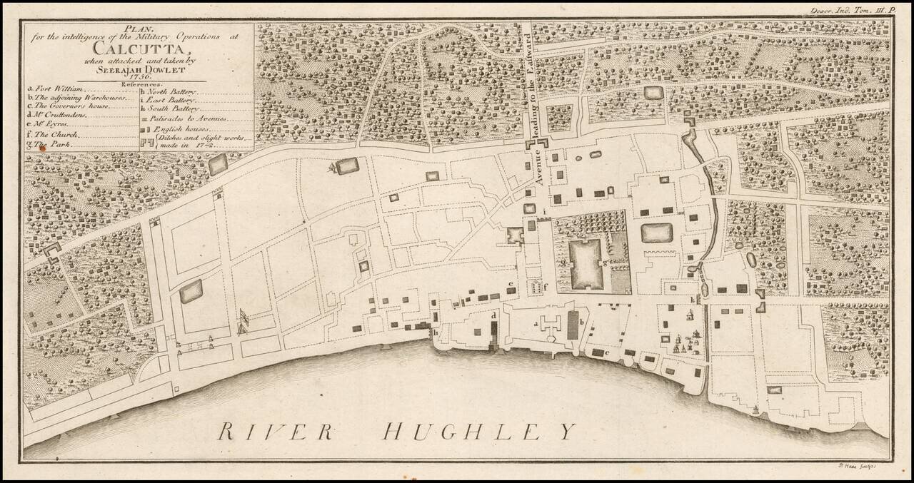Plan for the intelligence of Military Operations at Calcutta when attacked and taken by Seerajah Dowlet  1756.