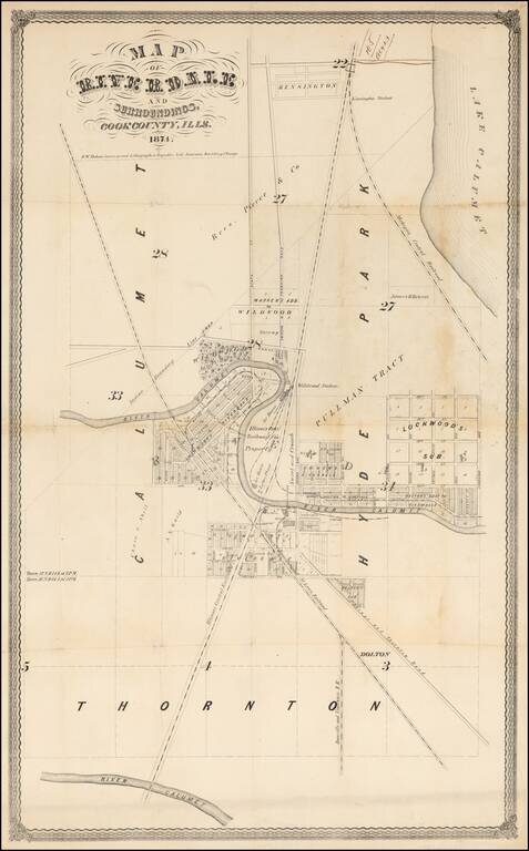 Map of Riverdale and Surroundings Cook County, Ills.  1874