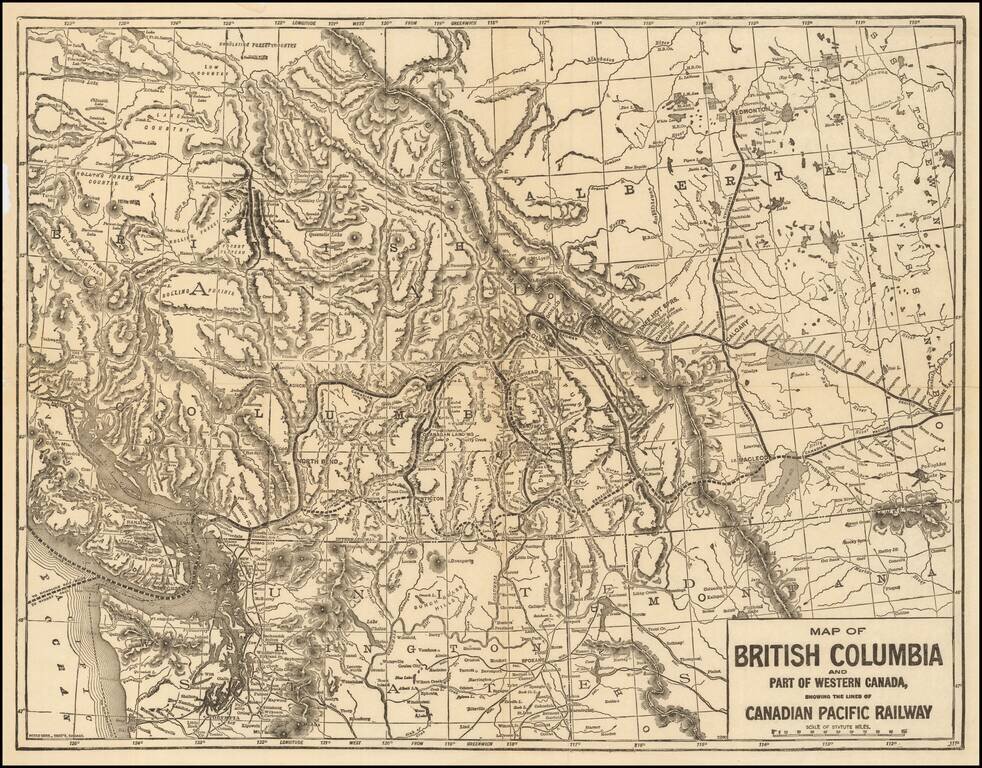 Map of British Columbia and Part of Western Canada, Showing the Lines of Canadian Pacific Railway