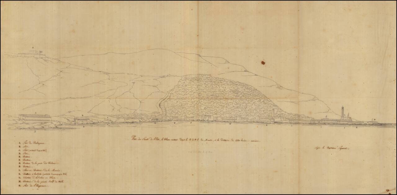 (Manuscript View - Algeria) Birdseye View of the Town and Fortifications of Algiers
