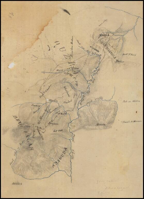 (Manuscript Map - Blida to Medea, Algeria)