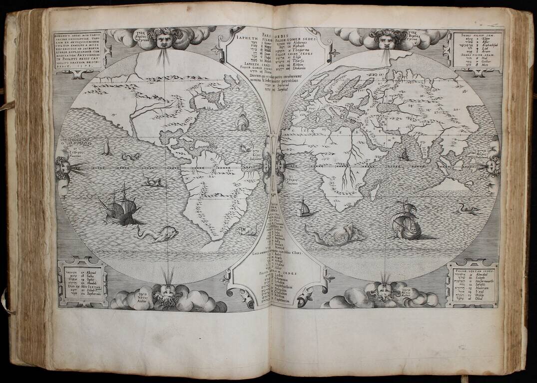[Early Montanus World Map in Volume Eight of the Plantin Polyglot Bible]
