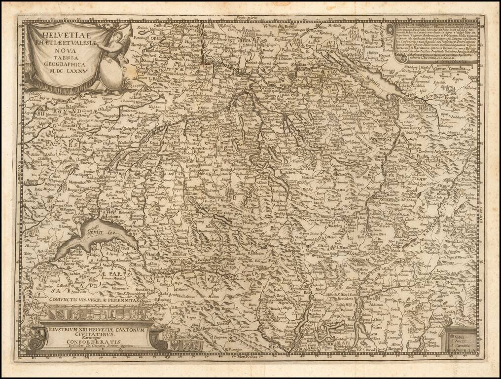 [Switzerland] Helvetiae Rhaetiae et Valesiae Nova Tabula Geographica M. DC. LXXXV