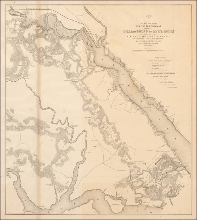 Campaign Maps Army of the Potomac Map No. 2. Williamsburg to White House, Prepared by Command of Maj. Gen. George B. McClellan, U.S.A.