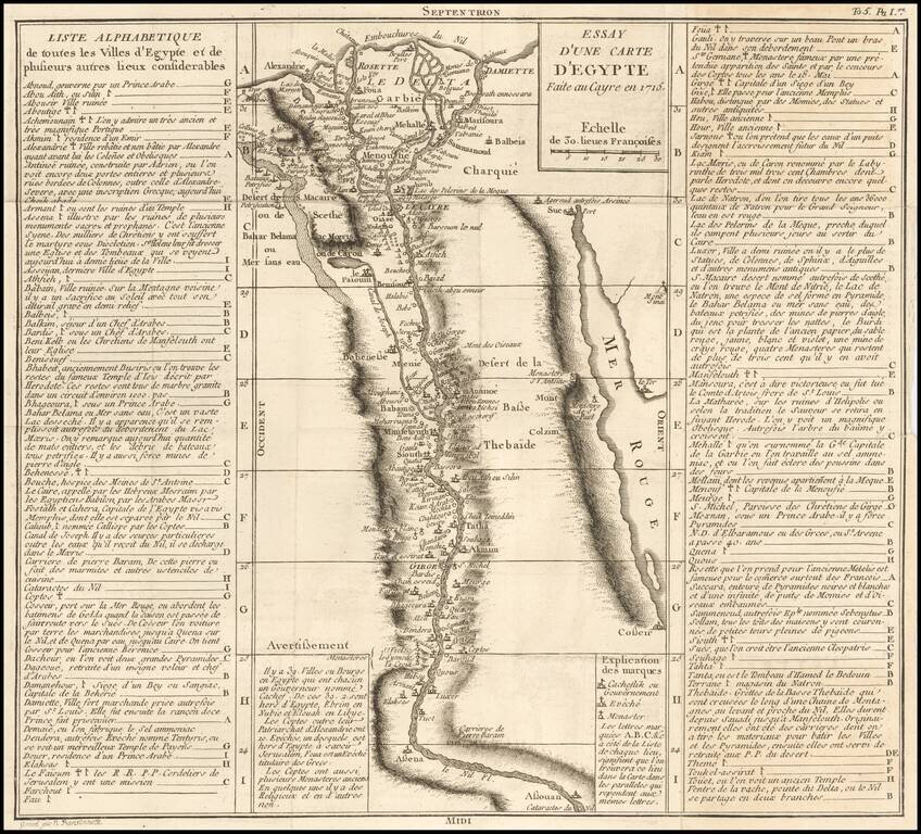 Essay D'Une Carte D'Egypte Faite au Cayre en 1715