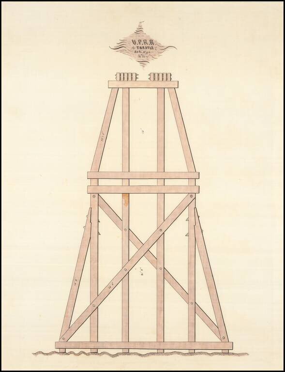 (UPRR Manuscript Architectural Drawing) U.P.R.R Trestle, 39 4/10' High 1/4 in=1'
