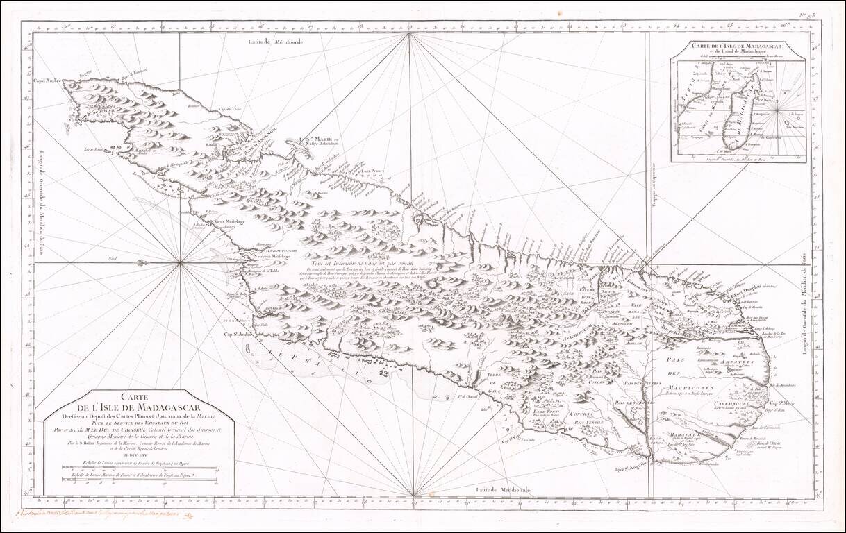 Carte De L'Isle de Madagascar Dressee au Depost des  Cartes et Plans de Marine Pour Servir aux Vaisseau du Roy . . . Par order de M. Le Duc de Choixeul. . . M DCC LXV