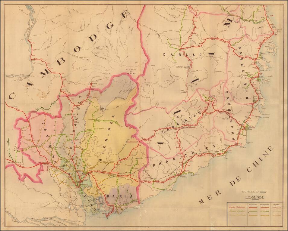 (Southern Vietnam)  Carte-Routiere Est-Cochinchine et Sud-Annam