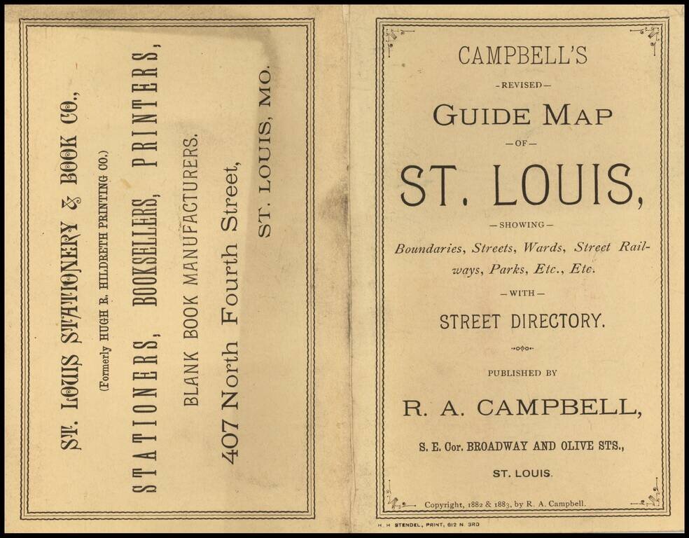 Campbell's Revised Guide Map of St. Louis  Copyright 1882 & 1883 . . .