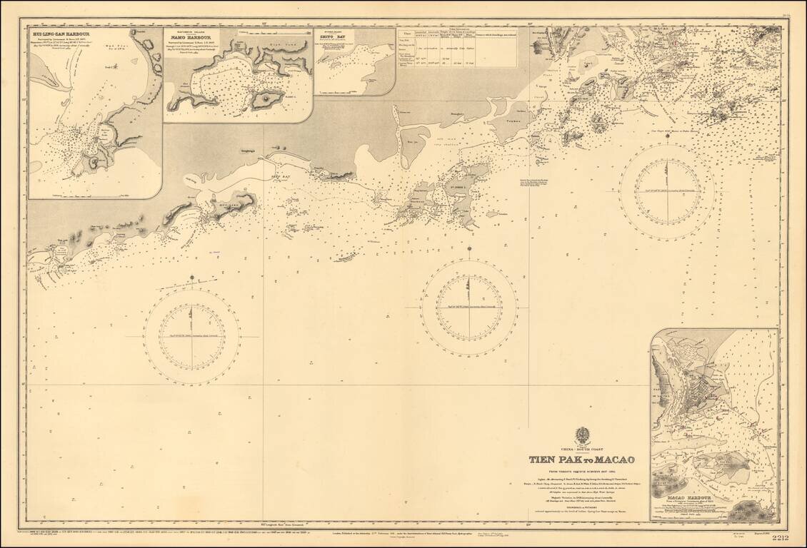 Tien Pak to Macao From Various Sketch Surveys 1807-1882 . . .