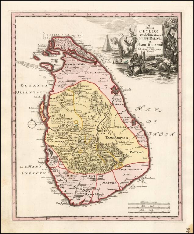 Insula Ceylon ex delineatione Philippi Baldaei et Hadr. Relandi . . .