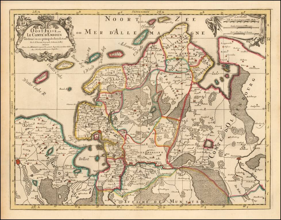 Oost-Frise, ou Le Comte D'Emden subdivise en ses princpales Iurisdictions . .  .