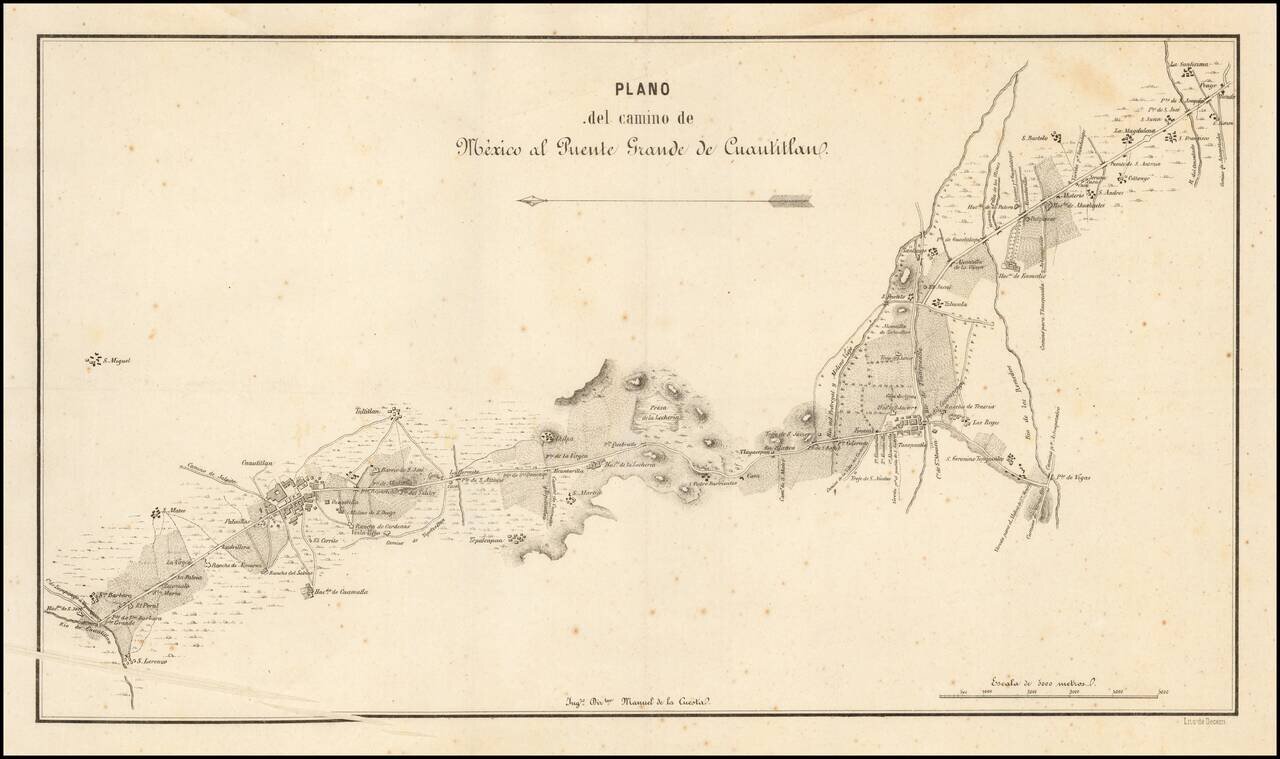 (Camino Real or Camino de Santa Fe)  Plano del Camino de Mexico al Puente Grande de Cuautitlan