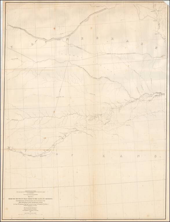 Map No. 2 From The Mouth of Trap River To The Santa Fe Crossing; from Explorations and surveys made under the direction of the Hon. Jefferson Davis Secretary of War by Capt. E.G. Beckwith 3d. R.H. Kern Topographer in the Field . . . . 1855